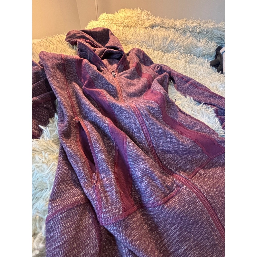 Lululemon Scuba Full Zip Hoodie Heathered Purple Knit Thumbholes Jacket - Picture 4 of 10
